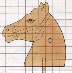 a drawing of a horse's head is shown on a grid background with lines drawn across it