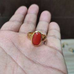 Buy Lab Certified and Natural Oval Shape Red Coral Ring, Astrology Purpose Gemstone Ring for Men & Women, Stackable Ring Online in India - Etsy Red Coral Rings For Men, Red Oval Cabochon Ring With Polished Finish, Red Oval Cabochon Gemstone Signet Ring, Red Oval Cabochon Gemstone Ring, Red Oval Gemstone Signet Ring, Oval Red Gemstone Signet Ring, Coral Ring For Men, Ring Astrology, Gemstone Ring For Men