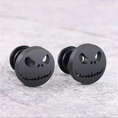 Brand New Black Nightmare Before Christmas Jack Skeleton Earrings Unisex. Black - Screw Backs : The Post Features A Threaded Design That Screws Into The Earring Back. Studded Pumpkin, Black Earrings Men, Mens Earrings, Skeleton Earrings, Black Stud, Pumpkin Head, Black Skulls, Skull Earrings, Head Shapes