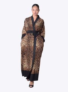 leopard long cozy kimono robe Cotton Dressing Gown, Kimono Wrap Dress, Plus Size Kimono, African Maxi Dresses, Satin Kimono, Printed Robe, Loungewear Luxury, Comfy Chic, Cotton Kimono