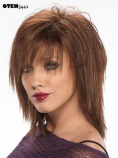 Fashionable Medium Length Auburn Mix Brown Capless Synthetic Wigs Women Natural | eBay Feathered Hair Cut, Haircuts For Medium Length Hair, Layered Haircuts For Medium Hair, Medium Length Hair With Layers, Haircuts For Medium Hair, Short Hair Haircuts, Short Hair With Bangs, Short Hair With Layers, Medium Hair Cuts