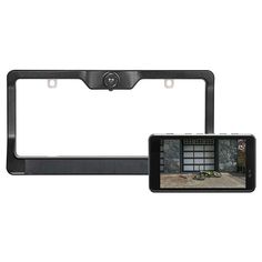 an image of a camera attached to a car license plate holder