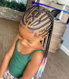 kiddie fulani braids 😻🫶🏾 Braided Hairstyles For 10 Years, Baby Girl Braided Hairstyles Black, Cute Kid Hairstyles Braided, Cornrow Kids Hairstyles, Braids For 6th Graders, Lil Kids Hairstyles Black, Black Kid Braid Styles, Feed In Braids Hairstyles For Kids