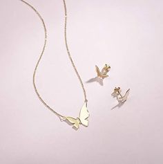 Bright Tango 14K Yellow Gold Butterfly Necklace Jewelry Gift - FANCI ME Gold Butterfly Necklace, Flying Butterfly, Butterfly Necklace Gold, Tree Of Life Bracelet, 14k Yellow Gold Necklace, Yellow Gold Necklace, Butterfly Pendant Necklace, Gold Butterfly, Necklace Online