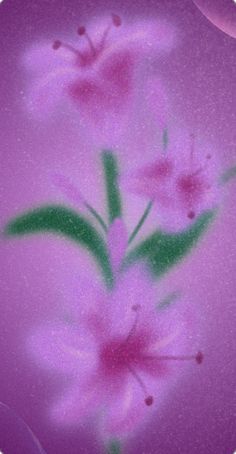 a purple background with pink flowers and green leaves