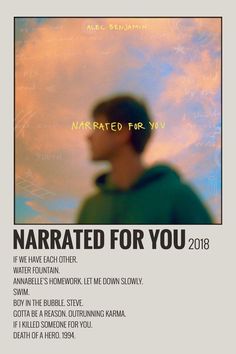 a man in a green hoodie is featured on the cover of his album, narrated for you