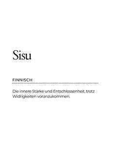 the front cover of sisu, which is written in german and has black letters on it