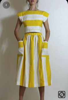 Crop Top Skirt, Dress Set, Inspiration Mode, Dress With Pockets, Sewing Inspiration, Striped Dress, Look Fashion