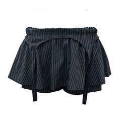 Pinstripe Garter Skort Fitted Bottoms With Banded Waist For Spring, Summer Bottoms With Elastic Fitted Waistband, Fitted Striped Short Bottoms, Spring Pinstripe Bottoms With Elastic Waistband, Fitted Striped Bottoms Short Length, Fitted Bottoms With Striped Hem For Summer, Fitted Striped Bottoms With Built-in Shorts, Stretch Bottoms With Vertical Stripes For Summer, Stretch Summer Bottoms With Vertical Stripes