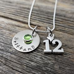 "12th Birthday Necklace, Gift for Girl Turning 12, Personalized Name Necklace with Birthstone, Gift for 12 Year Old, Little Girl Gift, Available in 16\", 18\" or 20\" necklace length. For other year necklaces click below: 10th - https://www.etsy.com/listing/849510629/10th-birthday-necklace-gift-for-girl 11th - https://www.etsy.com/listing/835614640/11th-birthday-necklace-gift-for-girl 12th - https://www.etsy.com/listing/849513451/12th-birthday-necklace-gift-for-girl 13th - https://www.etsy.com/l Birthstone Necklace For Birthday And Valentine's Day, Valentine's Day Birthday Birthstone Necklace, Heart-shaped May Birthstone Necklaces For Birthday, Heart-shaped May Birthstone Necklace For Birthday, Nickel-free May Birthstone Necklace For Birthdays, Handmade Charm Necklaces For Birthday And Mother's Day, Silver Birthstone Necklace For Birthday, Adjustable Nickel-free Birthstone Necklace For Birthday, Adjustable Birthstone Charm Necklace For Birthdays