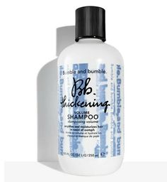 Bumble and Bumble Thickening Volume Shampoo 8.5 fl. oz / 250 ml This lightweight shampoo instantly preps hair for soft, touchable, moveable volume that lasts all day.  Density: fine to medium Texture: straight to wavy Type: normal HOW TO USE Work a dab into wet hair, lather and rinse. Follow with Bb.Thickening Volume Conditioner. KEY INGREDIENTS Panthenol (Pro-Vitamin B5 and Acetamide MEA): Moisture balancing, promotes healthy hair. Bb.Products are free from parabens, phthalates, mineral oils, a Best Shampoo For Curly Hair, Small Curly Hair, Bobs For Round Faces, Bumble And Bumble Thickening, Travel Size Shampoo, Celebrity Hairstylist, Volume Shampoo, Bob Haircut Curly, Best Shampoo