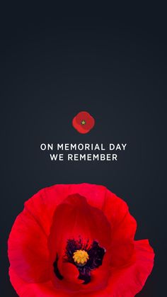 a red flower with the words on memorial day we remember