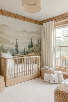 The Handcrafted Haven cottagecore nursery emphasizes artisanal and bespoke elements, from crocheted blankets to hand-painted wall art. Each piece in the nursery is selected for its craftsmanship and ability to evoke a sense of personal touch and care. The use of homemade textiles and unique decor pieces makes this space truly one-of-a-kind, reflecting the core values of the cottagecore aesthetic. This nursery is ideal for parents who cherish individuality and handmade quality. Explore more ha... Whimsical Nursery Ideas, Hobbit Nursery, Lotr Nursery, Cottagecore Nursery, Magical Nursery, Cottage Nursery, Nursery Nature, Crocheted Blankets, Nursery Room Inspiration