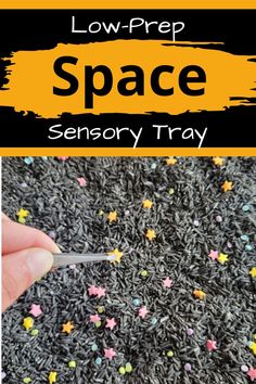 Pin text reads, low-prep space sensory tray and shows image of one of them.