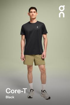 Go back to basics with this lightweight and versatile tee. Designed for the everyday runner's wardrobe | On Men's Core-T Short-Sleeve Shirt in Black, Size: Small. Lightweight, versatile, running Road Running. Performance Running | Recycled Polyester T Shorts, Back To Basics, Road Running, Sports Top, Basic Tee, Cool Things To Make, Warm Weather, Workout Shirts, Short Sleeve Shirt