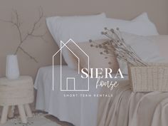 the sierra house short - term rentals logo is displayed in front of a bed