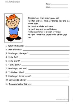 a worksheet for children to learn how to read