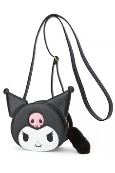 Embrace the adorable and trendy Sanrio Kuromicore style with our Cute Kuromi Face Messenger Bag. This bag features the iconic Kuromi character's cute face, making it the perfect accessory for Sanrio Aesthetic enthusiasts. Crafted with meticulous attention to detail, this messenger bag is made from high-quality eco leather, ensuring both durability and a luxurious feel. Free shipping in the US and worldwide. Width: 17 cm ( 6,69 inches ) The sleek black color adds a touch of elegance to the bag, making it versatile and suitable for various outfits. Whether you're rocking a Kuromicore-inspired ensemble or expressing your love for Kawaii Fashion, this messenger bag is a must-have addition to your wardrobe. Its spacious interior provides ample room to carry your daily essentials, while the adju Sling Bag Mini, Hello Kitty Purse, Mini Messenger Bag, Aesthetic Bags, Cartoon Bag, Cute Wallets, Girls Handbags, Kawaii Accessories, My Melody