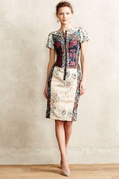 Pieced Brocade Dress - anthropologie.com Byron Lars, Brocade Dress, Structured Dress, Brocade Dresses, Batik Fashion, Stil Elegant, Batik Dress, Unique Dresses, Mode Inspiration