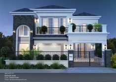 this is an artist's rendering of a two - story house with balconyes and balconies