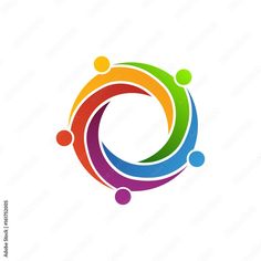 four people in a circle holding hands logo