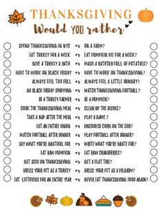 a printable thanksgiving word you rather to do list for the kids in your life