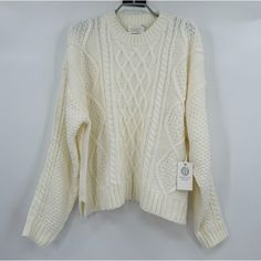 Hyacinth House By Tuckernuck Cable Knit Courchevel Sweater Color: Ivory Size: Xl Retail: $138 Condition: New With Tags -Crewneck -Long Sleeves -Slits At Hem -Cable Knit -Lightweight -Material: 100% Acrylic -Care: Hand Wash Cold. Do Not Bleach. Do Not Tumble Dry. Iron Low. 26" Pit To Pit 26" Long Off White Long Sleeve Pointelle Knit Sweater, Off-white Long-sleeve Pointelle Knit Sweater, Casual Off White Cable Knit Sweater, Casual Off-white Cable Knit Sweater, White Chunky Knit Sweater In Relaxed Fit, White Chunky Knit Relaxed Fit Sweater, White Chunky Knit Sweater With Relaxed Fit, Color Ivory, Colorful Sweaters