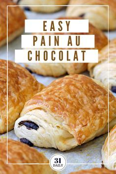 blueberry croissants with text overlay reading easy pain au chocolat