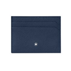 Italian full-grain calfskin Pocket Holder with five credit card compartments, Montblanc emblem and palladium-coated ring Pocket Card, Credit Card Holder, Indigo Blue, Blue Leather, Calf Skin, Toronto, Grain, Credit Card, Card Holder