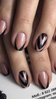 Nails With Black, French Manicure Designs, Sassy Nails, Her Nails, Manicures Designs, Classy Nails, Chic Nails, Short Acrylic Nails, French Tip Nails