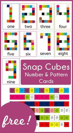 the free printable snap cubes number and pattern cards