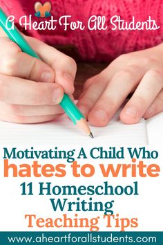 a child writing on paper with the title, motivating a child who hates to write