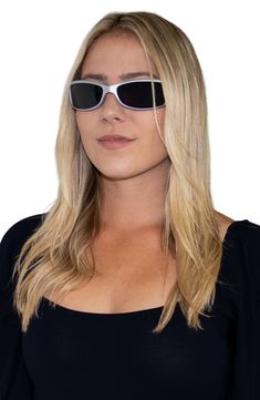 Polarized lenses mean color-true clarity in smart sunglasses that fuse form and function. 67mm lens width; 19mm bridge width; 126mm temple length 100% UV protection Polycarbonate Imported Silver Sunglasses With Uva Protection, Silver Sunglasses With Mirrored Lenses In Polycarbonate, Silver Polycarbonate Sunglasses With Uv Protection, Silver Mirrored Lenses Sunglasses In Polycarbonate, Wraparound Sunglasses, Form And Function, Polarized Lenses, Wrap Around, Rocket