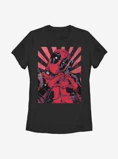 100% CottonWash cold; dry lowImportedListed in women's sizes Deadpool Clothes, Deadpool Merch, Deadpool Tshirt, Marvel T Shirts, Marvel Clothing, Deadpool Outfit, Deadpool Shirt, Pool Shirts, Deadpool T Shirt