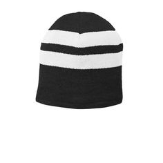 Classic stripes and warm fleece lining make this beanie a stylish cold-weather must-have.| Fabric 100% acrylic with 100% polyester fleece lining Size: One Size.  Color: Black.  Gender: male.  Age Group: adult.  Pattern: striped. Summer Visor, Striped Beanie, Striped Beanies, Beanie Cap, Acrylic Fabric, White Mesh, Neon Blue, Unisex Fashion, Apparel Accessories