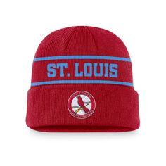 Stay warm in St. Louis Cardinals style with this Cooperstown Collection Rewind Terra knit hat. Crafted by Nike, it features throwback team graphics over a cuffed design. The woven city name adds a dash of detail to this classic St. Louis Cardinals knit hat.Stay warm in St. Louis Cardinals style with this Cooperstown Collection Rewind Terra knit hat. Crafted by Nike, it features throwback team graphics over a cuffed design. The woven city name adds a dash of detail to this classic St. Louis Cardi Nike Winter Beanie Hat, Winter Snapback Hats For Sports Events, Throwback Team-colored Hat For Fans, Team-colored Throwback Hat For Fans, One Size Beanie For Sports Events, One Size Fits Most Sports Beanie, One Size Fits Most Beanie For Sports Events, Nike Red, St Louis Cardinals