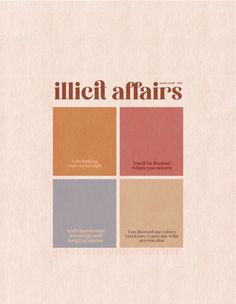 an image of a book cover with different colors and words on the front, in three squares