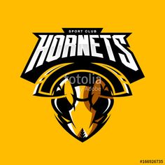 the hornets logo on a yellow background