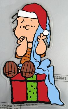 Linus Christmas Jelz Window Cling - Sitting On Gift Linus Christmas, Charlie Brown Christmas Decorations, Diy Christmas Yard Decorations, Peanuts Gang Christmas, Christmas Cartoon Characters, Snoopy Collectibles, Peanuts Charlie Brown Snoopy, Disney Silhouette, Christmas Cutouts