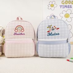 Introducing the Embroidered Shoulder Student Bag - a delightful blend of style and functionality! This charming bag, available in blue and pink, is perfect for young students. Crafted from durable polyester, it features beautiful embroidery that adds a personal touch. Whether it's for back to school, as a child gift, or a personalized present, this bag is designed to make every day special and stylish. Features: 1. Perfect Size: Measuring 9.4*3.5*11.8 inches, this shoulder bag provides just the Cute Embroidered Travel Bags, Cute Embroidered Backpack For School, Cute Embroidered Bags For Back To School, Cute Embroidered Everyday Backpack, Cute Embroidered Backpack, Back To School Backpack, Backpack For School, Embroidered Shoulder Bag, Toddler Bag