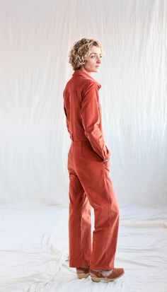 "Jumpsuit made soft needle cord fabric. Loose and relaxed fit. Pointed shirt collar, button closure, interior waist with belt loops, long sleeves with cuffs and buttons. - Handmade in our studio from 100% cotton - Loose and relaxed fit with buttons opening at the front side - Long sleeves - Two patch pockets on the bust and two long patch pockets on the side. FABRIC&CARE 100 % Oeko-Tex certified cotton. Hand wash or gently machine washable 30oC, hang dry recommended, iron on low. SIZE&FI Womens Jumpsuits, Fresh Sneakers, Boiler Suit, Winter Looks, Sweater Weather, Long Coat, Jumpsuits For Women, Different Styles, Clothing Brand