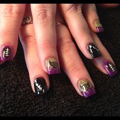 Baltimore Ravens v. San Francisco 49ers, Super Bowl XLVII, Superdome, New Orleans, LA, February 3, 2013 Football Nails Design, Raven Nails, Baltimore Ravens Nails, 49ers Nails, Super Bowl Nails, Football Nail Designs, Short Nail Art, Sports Nails, 49ers Super Bowl