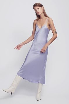 Tempest Costumes, Lavender Slip Dress, Slip Dress Aesthetic, 90s Slip Dress, Glam Grunge, Summer Slip Dress, Silk Laundry, Tights Outfits, Mystical Moon