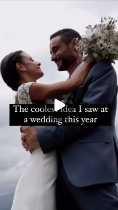 a man and woman embracing each other with the caption'the coolest idea i saw at a wedding this year '