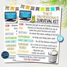 IT Professional Survival Kit Gift Tags, Technology Professional's Day, Admin HR Gifts Computer Secretaries Day Digital, Editable Template Corporate Survival Kit, New Boss Survival Kit, Hr Survival Kit Ideas, Survival Kit Gifts For Coworkers, Boss Appreciation Day, Moving Survival Kit Gift, New Manager Survival Kit, Employee Survival Kit Ideas, Manager Survival Kit Ideas