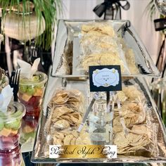 an assortment of desserts on display at a party