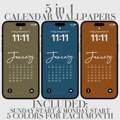 the calendar wallpapers are available in three different colors and font options for each month