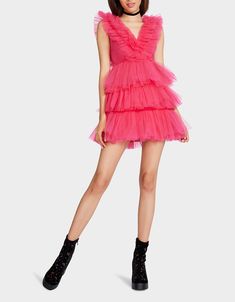 Show off your playful side in this sassy-sweet tulle mini dress! Perfect for a night out or to make a flirty statement at a special event. Featuring a sleeveless design and tiered ruffles down the skirt, you’ll be sure to turn heads. Sleeveless tiered tulle ruffle textile Side invisible zipper closure Mesh tulle, 100% Polyester lining Hand wash cold, lay flat to dry Imported Tiered Tulle Dress, Tulle Mini Dress, Couture Week, Pink Tulle, Invisible Zipper, Tulle Dress, Special Event, Lay Flat, Special Events