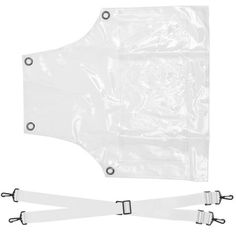 a plastic apron with two straps attached to the front and back of it, set against a white background