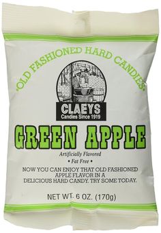 green apple flavored candy bar on a white background